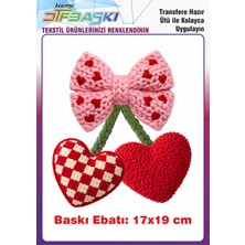 F17 Ajans Örgü Görünümlü Tişört Tekstil Baskı 17x19 cm Ütü ile Yapışan Renkli Desenler