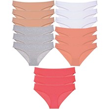 Çamaşır Kenti 15 Adet Süper Eko Set Likralı Kadın Slip Külot Ten Gri Beyaz Pudra Fuşya