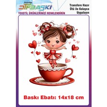 F17 Ajans Sevimli Kız Çocuğu Ütü ile Yapışan Tişört Tekstil Baskı