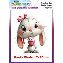 F17 Ajans Sevimli Tavşan Ütü ile Yapışan Tişört Tekstil Baskı