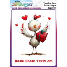 F17 Ajans Sevimli Kuş Ütü ile Yapışan Tişört Tekstil Baskı