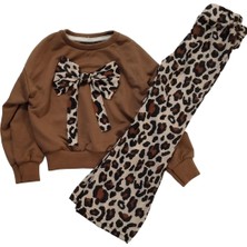 MG Mini Giyim Fiyonklu Ispanyol Paça Leopar Takım Kız Çocuk