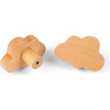 Naturel Dekor Ahşap Bulut Kesim Kulp, Dolap Çekmece Kulpu 1 Adet, Bambu, Hasır, Iskandinav, Bohem, Modern