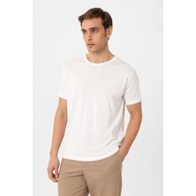 Antioch Beyaz Regular Fit Modal Teknik Kumaş Erkek T-Shirt