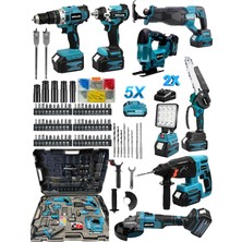 Pro Müller 8 Li Profesyonel 5 Akülü Set -Matkap-Kırıcı-Somunsökme-Testere-Dalbudama-Dekupaj-Taşlama-Letlamba