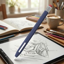 Caseonn Apple Pencil 2. Nesil Kılıf Klasik Retro Tasarım Mat Silikon Lacivert (Ürün Kalem DEĞİLDİR)