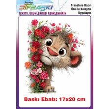 F17 Ajans Sevimli Aslan Ütü ile Yapışan Tişört Tekstil Baskı
