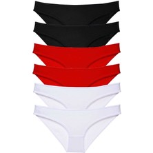 Çamaşır Kenti 6 Adet Süper Eko Set Likralı Kadın Slip Külot Siyah Kırmızı Beyaz