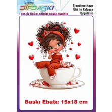 F17 Ajans Sevimli Kız Çocuğu Ütü ile Yapışan Tişört Tekstil Baskı