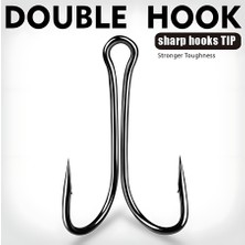 Hokkaido 20 Adet 2/0 Yüksek Karbonlu,ikili,double,balıkçılık Iğnesi,iğne Toplam Boy;36 mm