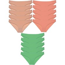 Çamaşır Kenti 15 Adet Süper Eko Set Likralı Kadın Slip Külot Ten Pudra Yeşil