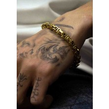 Güneş Takı Kral Zincir Modeli Altın Kaplama Çelik Bileklik