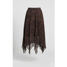 Kadın Astarlı Beli Lastikli Şifon Etek