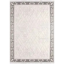 Aren Halı Olsted Çerçeveli Krem Polyester Kaydırmaz Tabanlı Makine Halısı