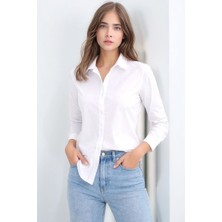 Mamayaga Kadın Gömlek Yaka Klasik Düz Düğmeli Tesettüre Uygun Uzun Kol Spor Şık Iş Gömleği