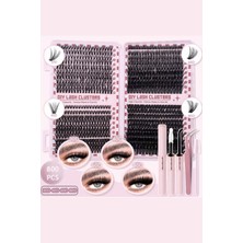 Trade Bazaar 800 Adet Süper Hacimli Kendinden Yapışkanlı Takma Kirpik Seti | Cımbız, Fırça ve Yapışkan Dahil Profesyonel Kirpik Paketi