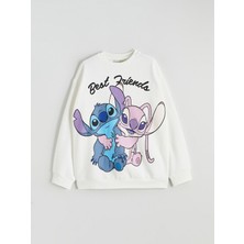 Lc Waikiki Yeni Sezon Stitch ve Angel Baskılı Kız Çocuk Kalın Sweatshirt