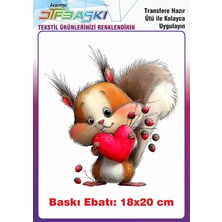 F17 Ajans Sevimli Sincap Ütü ile Yapışan Tişört Tekstil Baskı