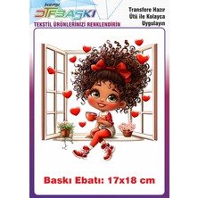 F17 Ajans Sevimli Kız Çocuğu Ütü ile Yapışan Tişört Tekstil Baskı