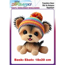 F17 Ajans Örgü Görünümlü Ütü ile Yapışan Tişört Tekstil Baskı Renkli 18x20 cm Yüksek Kalite