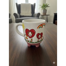 Palto Tasarım Inek Kupa 08 El Yapımı 3D Krem Parlak Kupa - El Yapımı Seramik Kupa