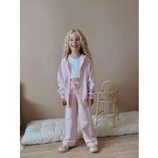 Wikiboom Kız Çocuk Kapüşonlu Fermuarlı Şeritli Alt Üst 2 Li Takım