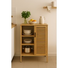 Arma House Bambu Kahve Köşesi 3 Katlı Çok Amaçlı Dolap & Mutfak Bangosu (87X33X66CM)