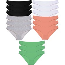 Çamaşır Kenti 15 Adet Süper Eko Set Likralı Kadın Slip Külot Siyah Gri Beyaz Pudra Yeşil