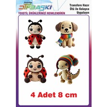 F17 Ajans 4 Adet Örgü Görünümlü Sevimli Karakter Ütü ile Yapışan Tişört Tekstil Baskı