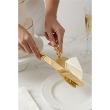 Arma House 2'li Gold Kalpli Pasta Servis Seti - Çelik Spatula ve Bıçak Takımı - Çeyizlik Nişan Sunum Seti