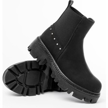 Zerenyus ZRİN-868-2005 Premium Siyah Zümrüt Lastikli Günlük Kadın Bot