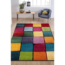 Renkli Kare Duvar Taşı Modern Dokuma Halı 80x150