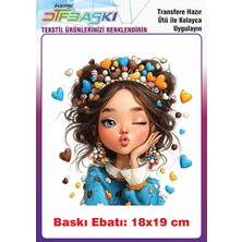 F17 Ajans Sevimli Kız Ütü ile Yapışan Tişört Tekstil Baskı