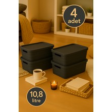 Nesto Home 4'lü Set Çok Amaçlı Renkli Kutu Kapaklı Ofis Organizeri 4X10,8 Litre
