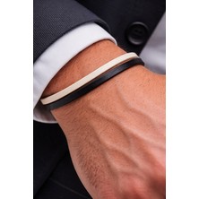 Herşey Nota Pure Contrast – Hakiki Deri Erkek Bileklik (Siyah & BEYAZ)-50-667