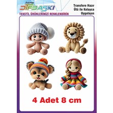 F17 Ajans 4 Adet Örgü Görünümlü Sevimli Karakter Ütü ile Yapışan Tişört Tekstil Baskı