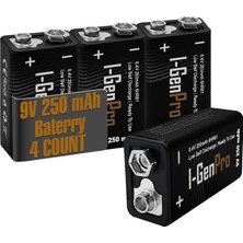I-Gen Batteries Pro 6HR61 9V 250 Mah Şarj Edilebilir 9 Volt Pil Ni-Mh Şarjlı Pil