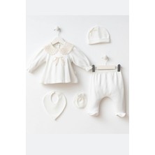 Cantoy Kız Bebek Vintage Dantel Yakalı 5'li Hastane Çıkış Zıbın Set