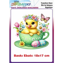 F17 Ajans Paskalya Temalı Ütü ile Yapışan Tişört Tekstil Baskı