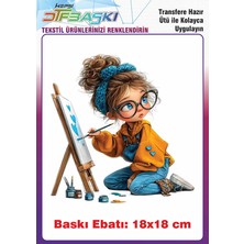 F17 Ajans Sevimli Kız Ütü ile Yapışan Tişört Tekstil Baskı