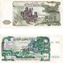 Lidya Koleksiyon Cezayir 50 Dinar - 1977 - Çil