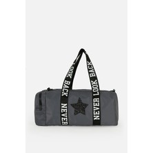 İcone Bag Kız Çocuk Yıldız Baskılı Spor Çanta, Desenli Spor Çanta, Fermuarlı Detaylı Çocuk Spor Çanta