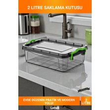 Letsii 2 Litre Sığ Şeffaf Klipsli Kapaklı Hava Geçirmez Düzenleyici Saklama Kutusu
