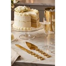 Arma House Gold Kalpli 2'li Pasta Servis Seti - Lüks Çelik Pasta Bıçağı ve Spatula Sunum Takımı