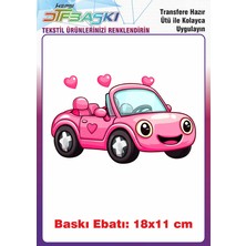 F17 Ajans Pembe Araba Ütü ile Yapışan Tişört Tekstil Baskı