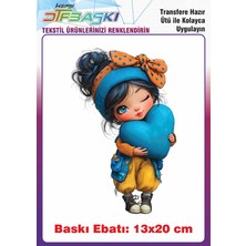 F17 Ajans Sevimli Kız Ütü ile Yapışan Tişört Tekstil Baskı