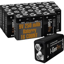 I-Gen Batteries Pro 6HR61 9V 250 Mah Şarj Edilebilir 9 Volt Pil Ni-Mh Şarjlı Pil