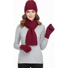 Derikem Kadın Kışlık Lüks Örgü Bere, Atkı ve Eldiven Takımı