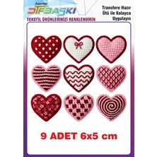 F17 Ajans 9 Adet Kalp Örgü Görünümlü Ütü ile Yapışan Tişört Tekstil Baskı