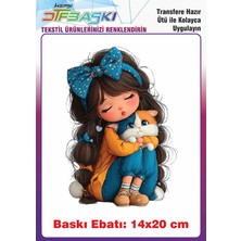 F17 Ajans Sevimli Kız Ütü ile Yapışan Tişört Tekstil Baskı